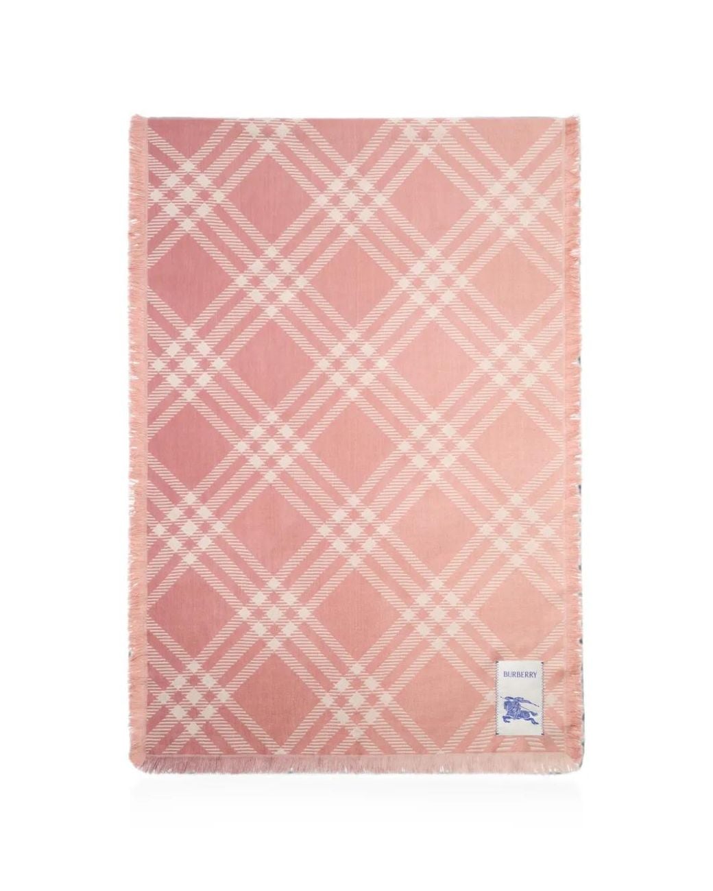 Burberry Pink Check Frayed Scarf