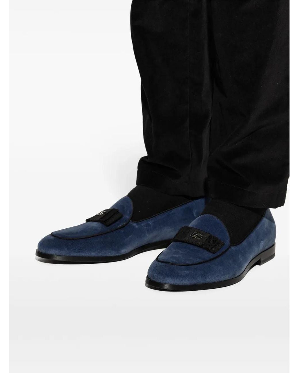 Dolce & Gabbana Blue Velvet Loafers for men