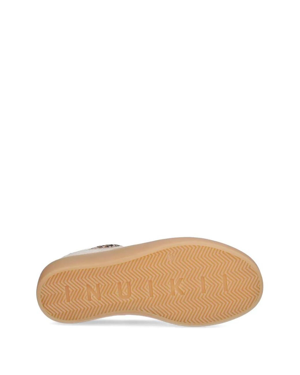 Inuikii White Leopard-Print Paneled Sneakers