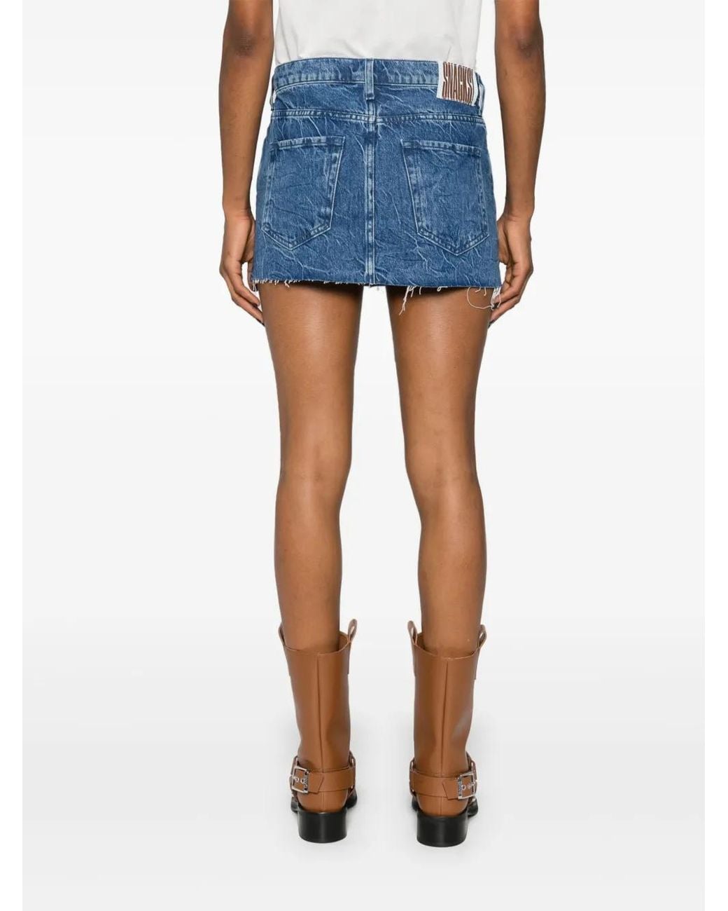 Mother Blue The Fun Dip Micro Cut Denim Miniskirt