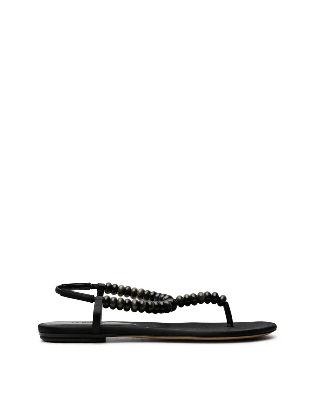 Le Monde Beryl White Beaded Thong Sandals