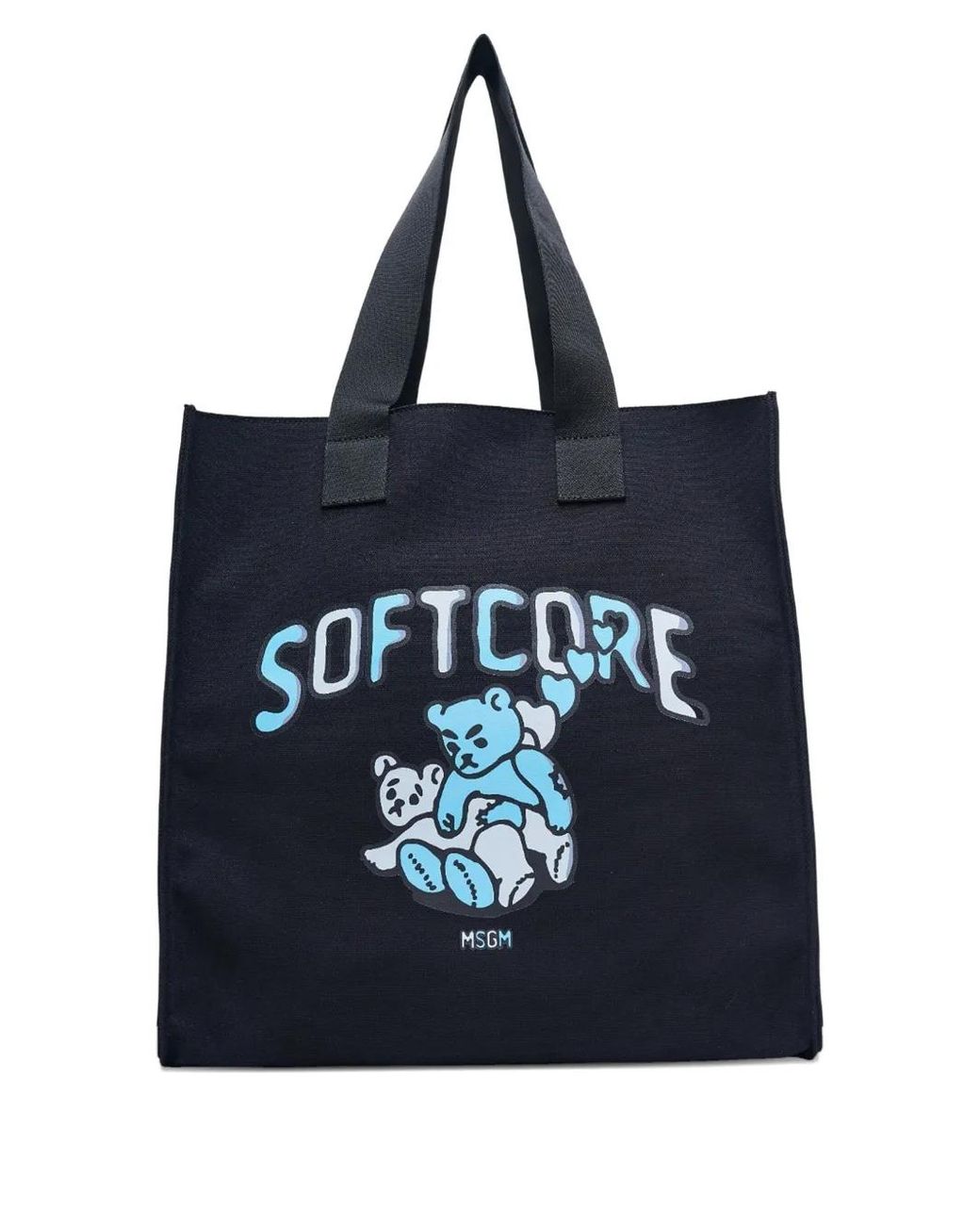 MSGM Black Bear-Print Tote Bag