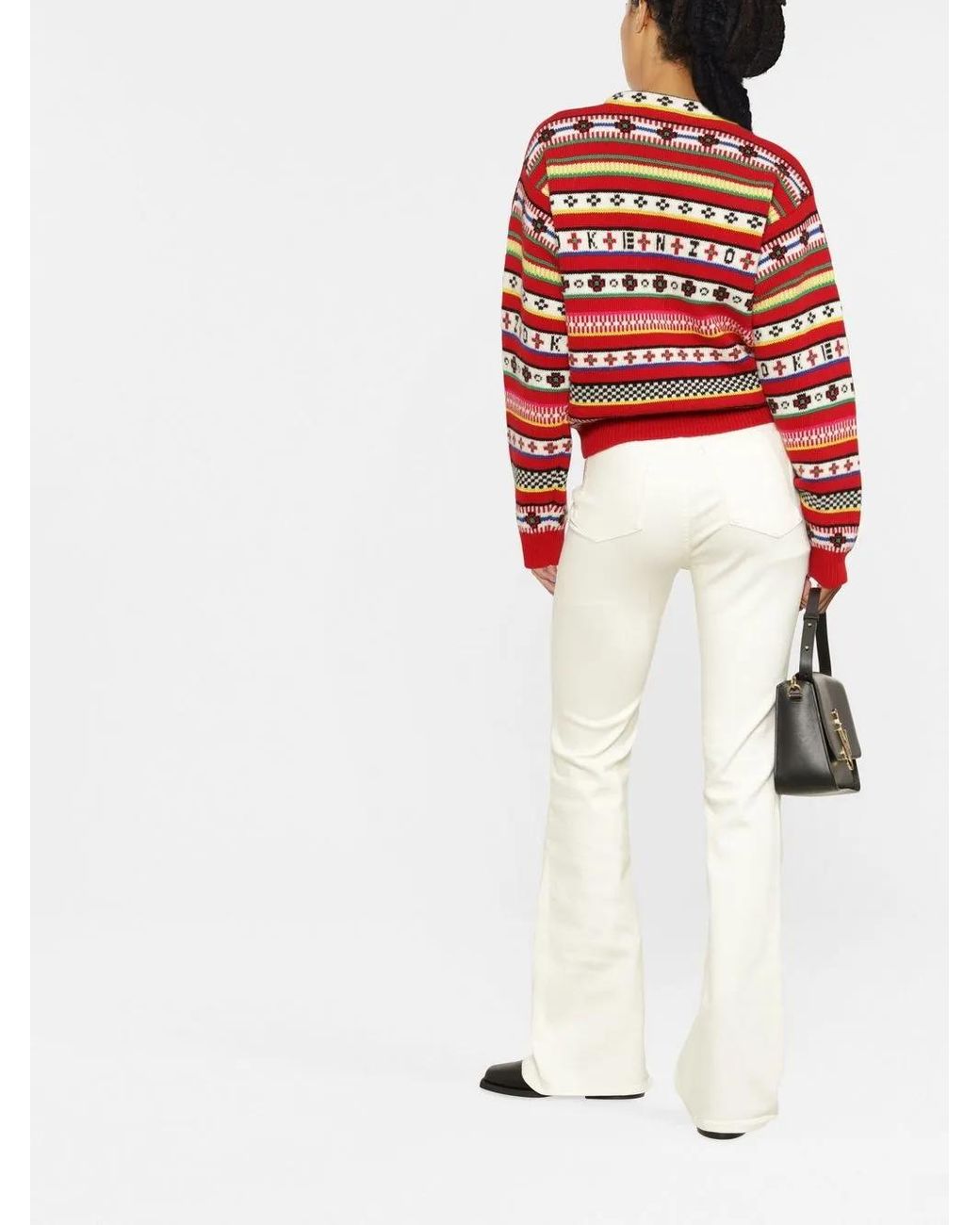 KENZO Red Intarsien-Pullover Mit Logo