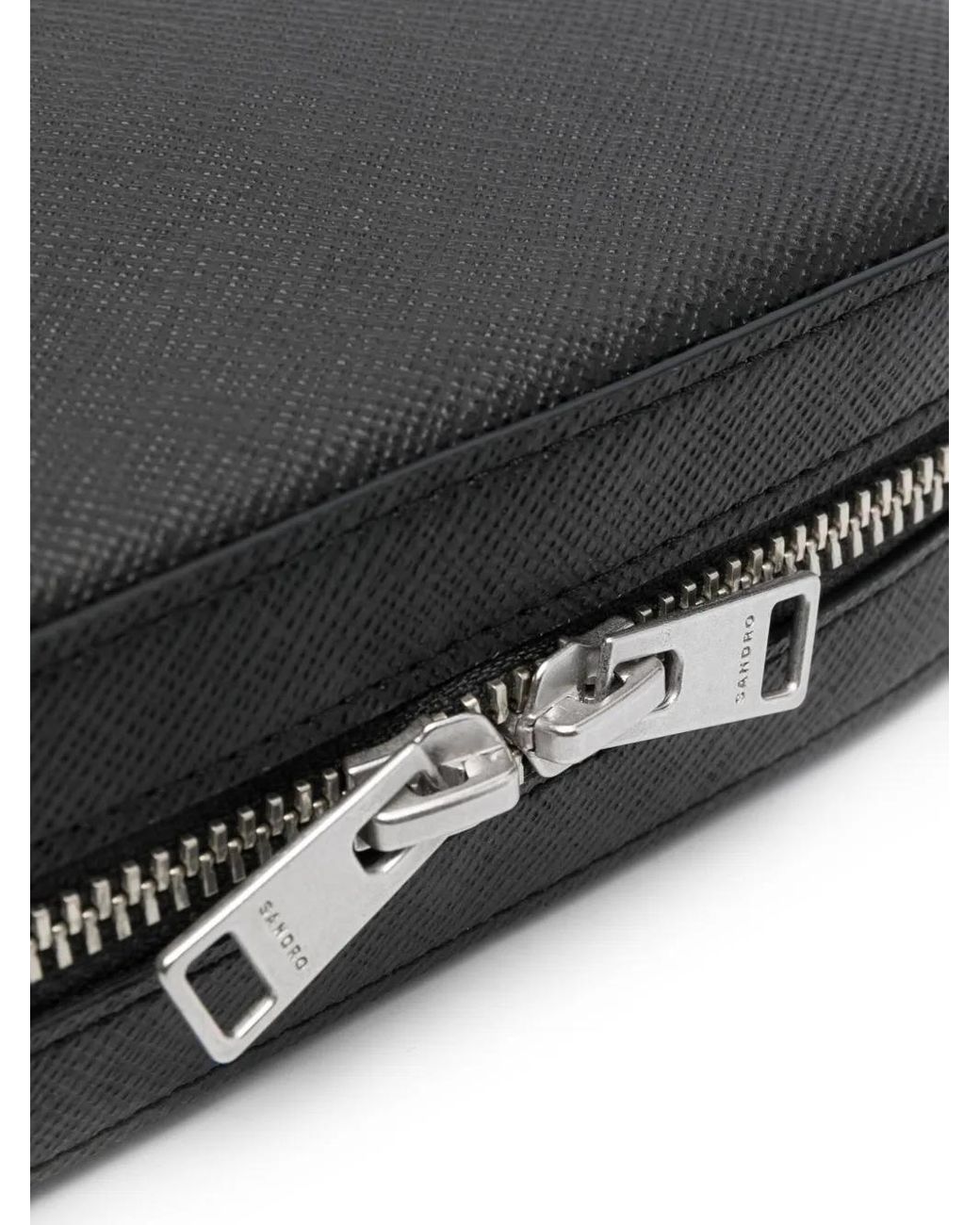 Sandro Black Small Reconstituted Leather Bag for men