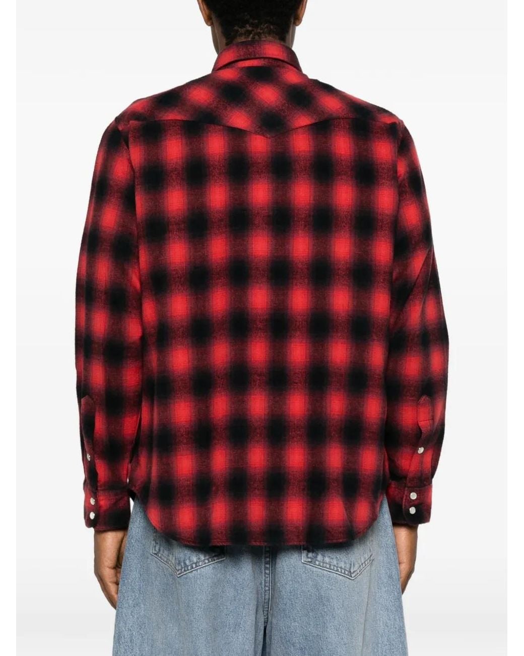 Aries Red Plaid Western Shirt for men