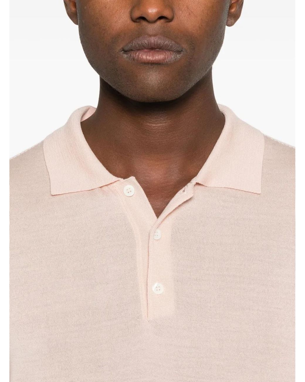 Canali Pink Buttoned Polo Shirt for men