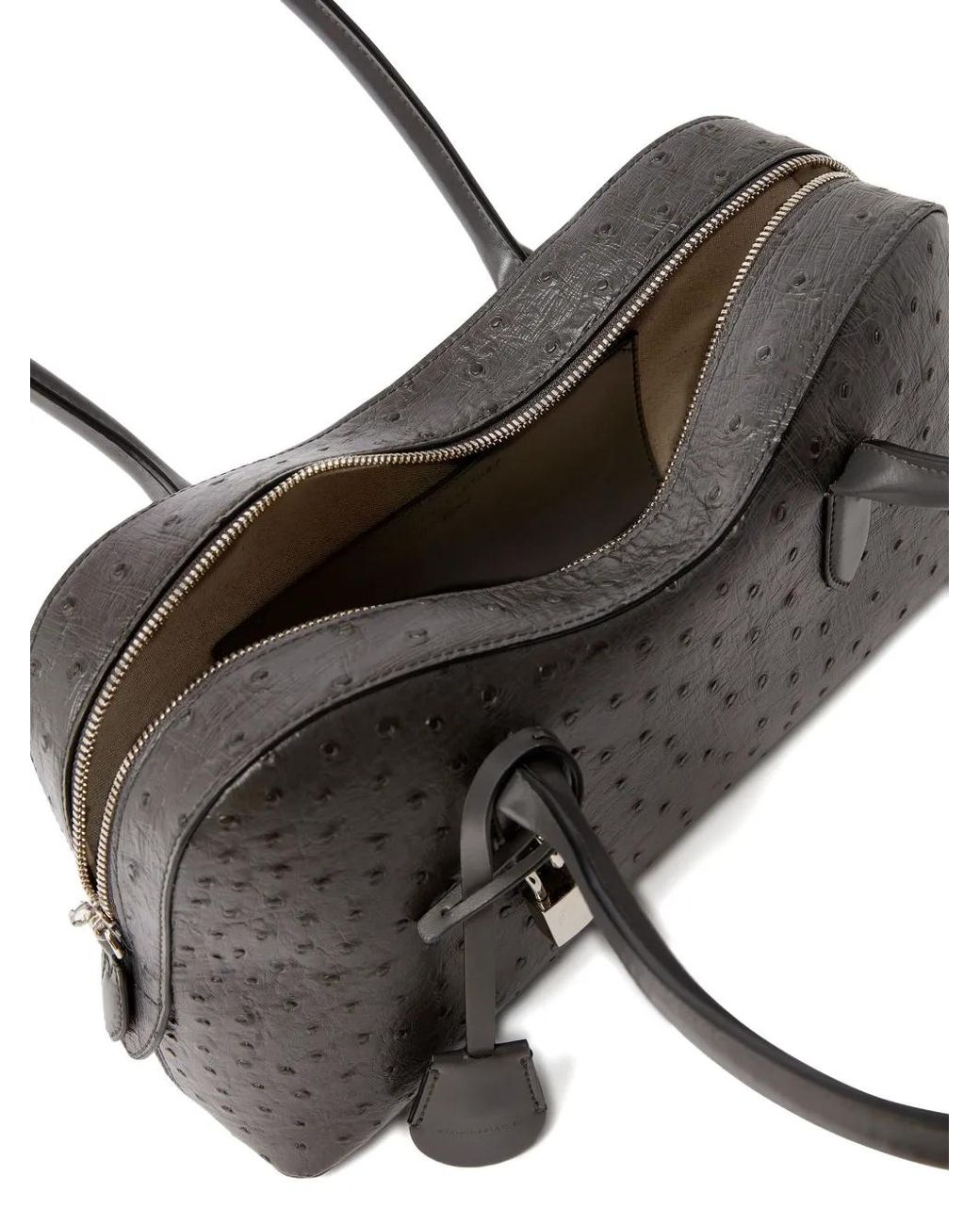 Stella McCartney Black Ryder Ostrich-Effect Padlock Shoulder Bag