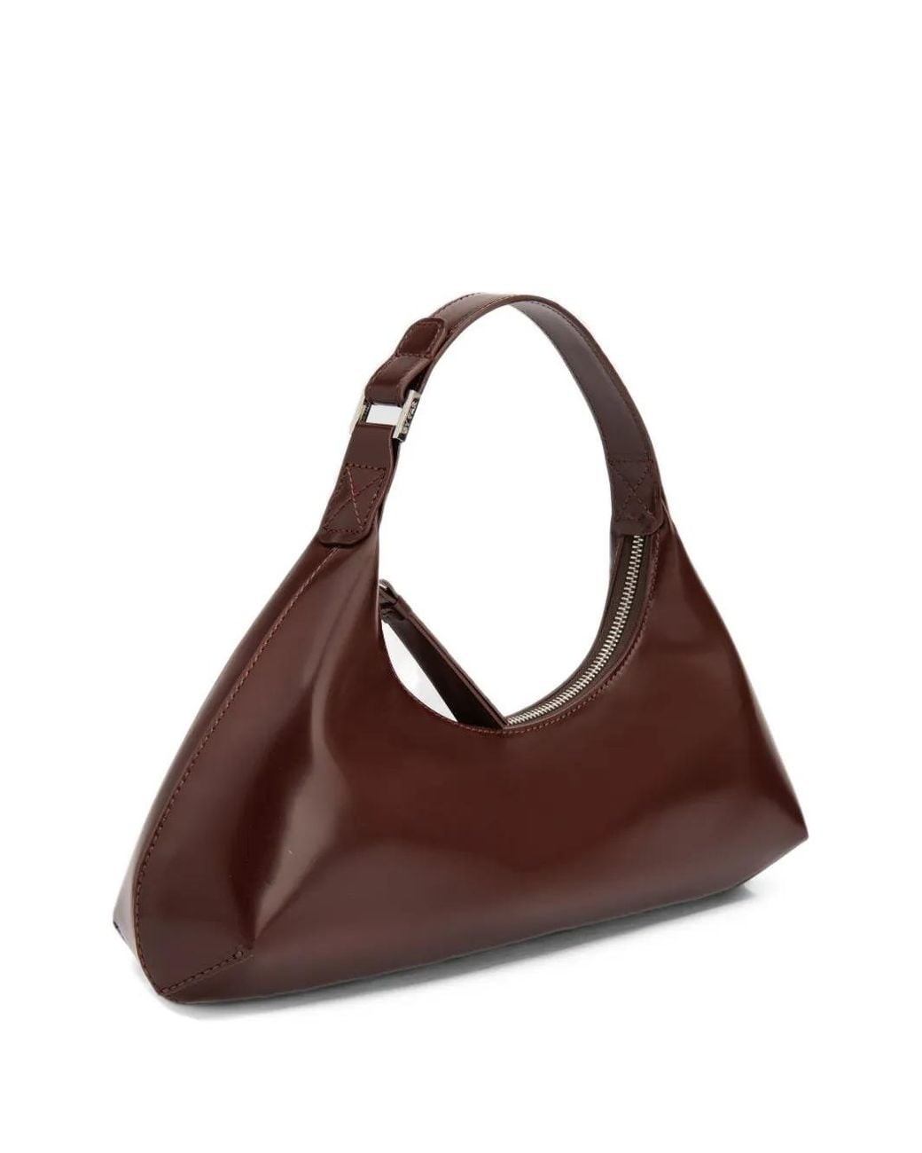 By Far Brown Amberette Semi-Patent Shoulder Bag