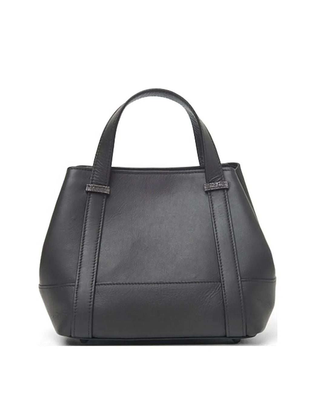 Peserico Black Small Leather Tote Bag