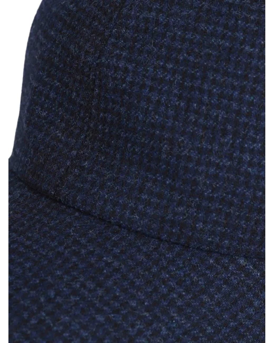 Borsalino Blue Hiker Houndstooth Wool Baseball Cap for men