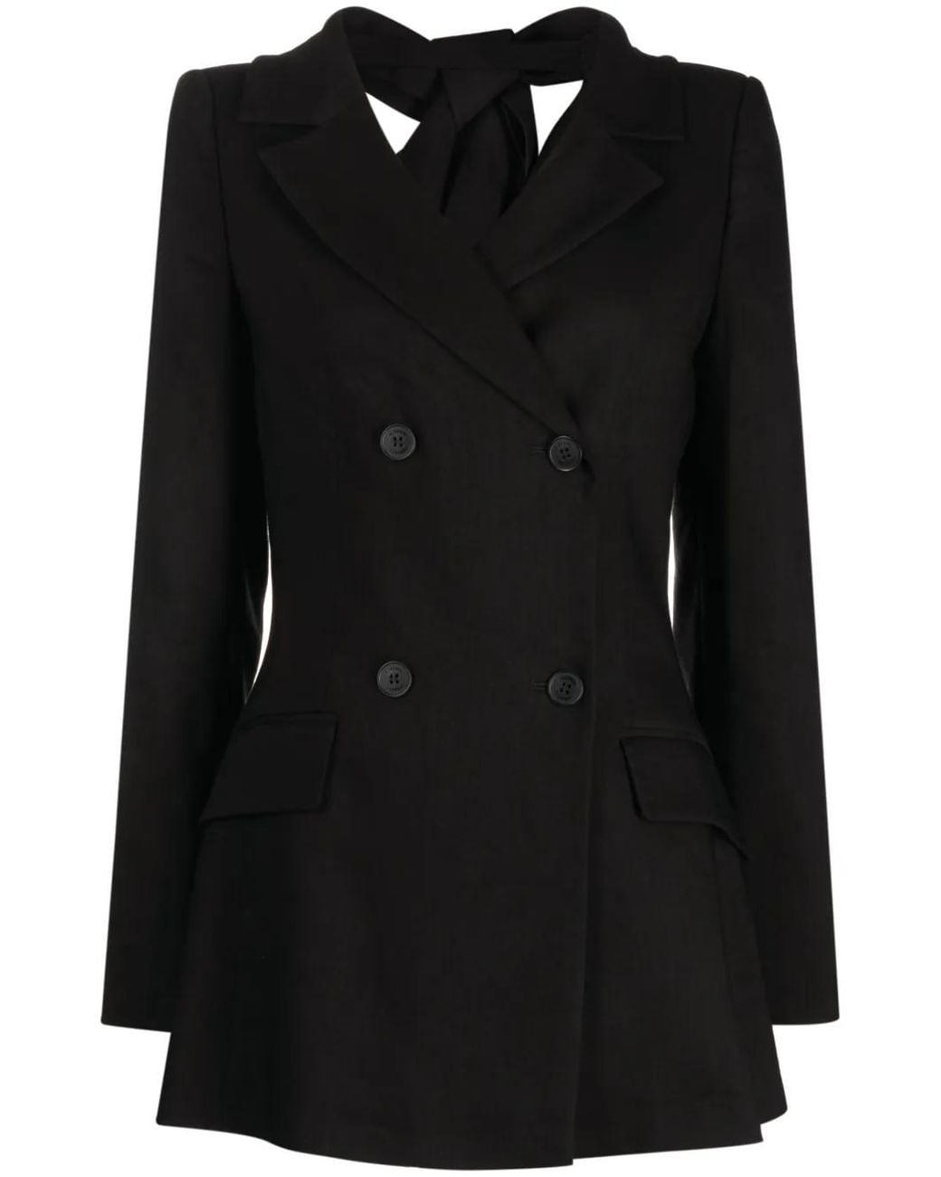 Alberta Ferretti Black Notched-Lapels Double-Breasted Blazer