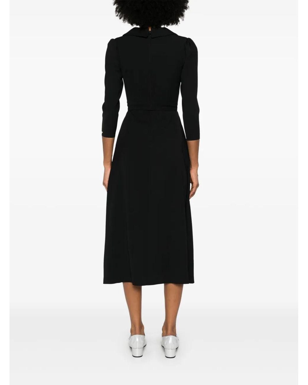 Nissa Black Belted Midi Dress