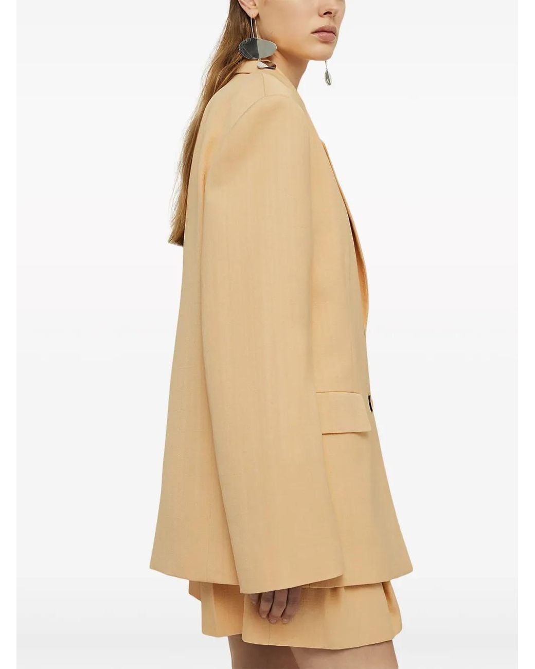 Jil Sander Natural Blazer En Crêpe À Simple Boutonnage