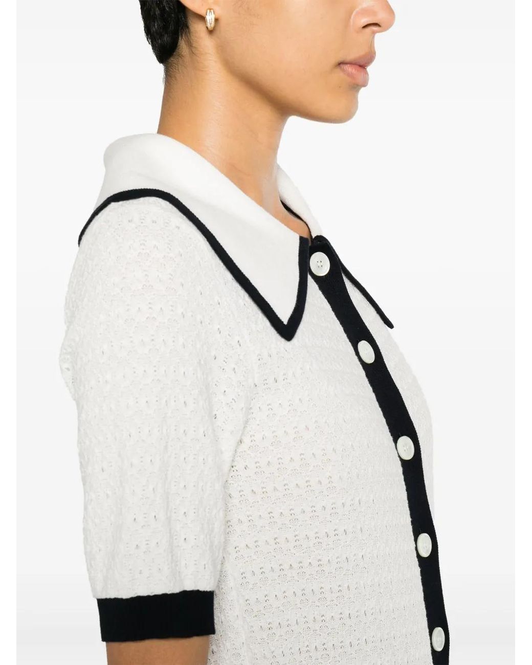 Thom Browne White Pointelle-Knit Pleated Midi Dress