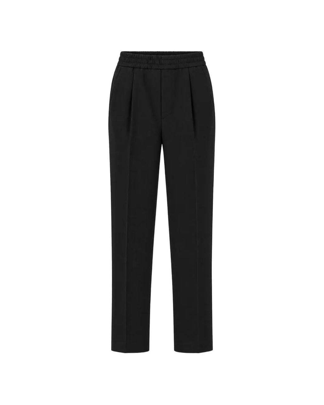 Zegna Black Pleated Elasticated-Waistband Trousers for men