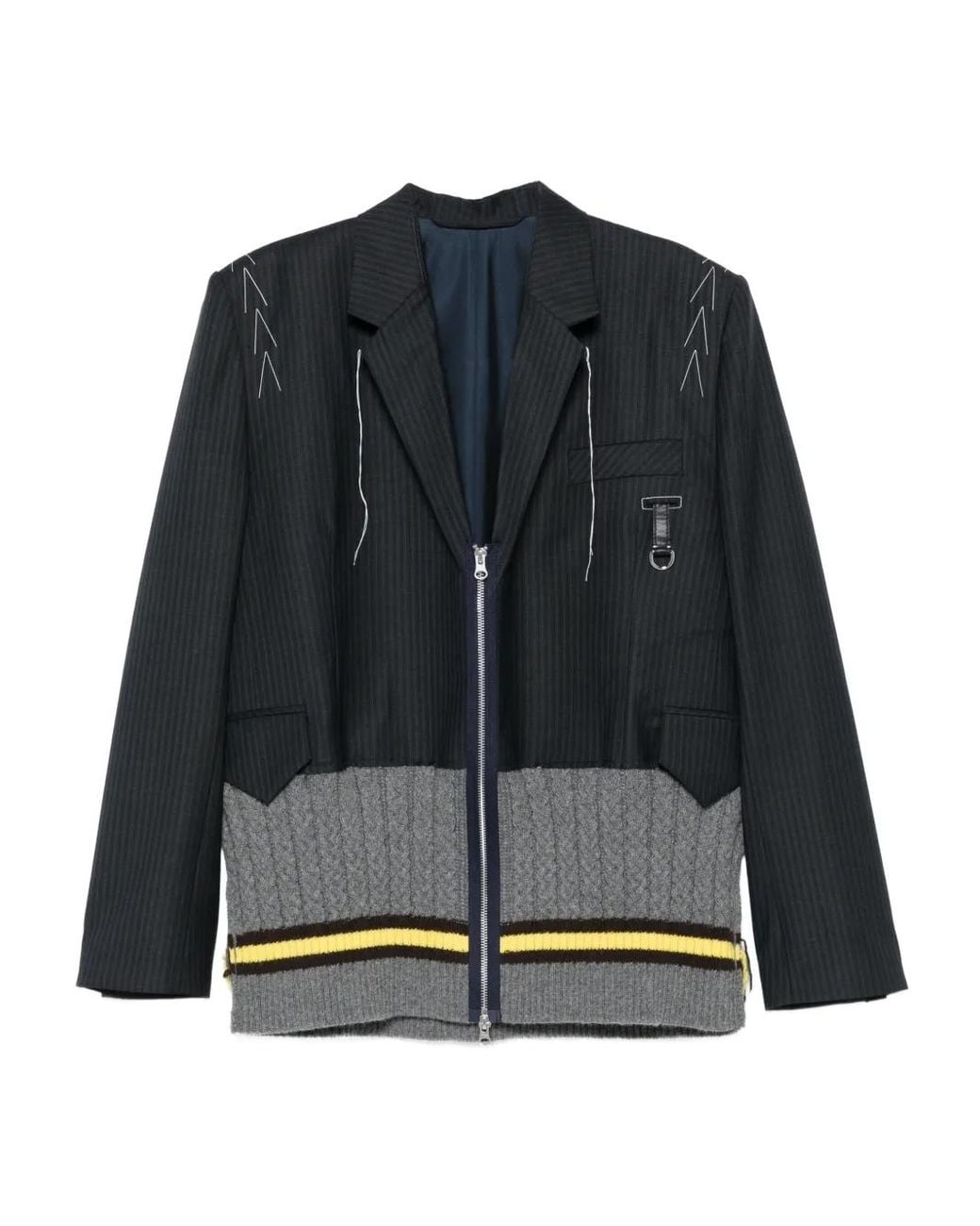 SONIA CARRASCO Blue Full-Zip Panelled Wool Jacket