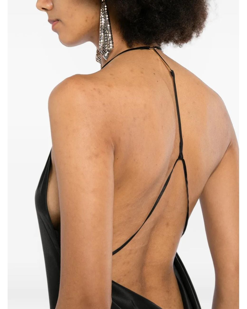 Tom Ford Black Peach-Feel Silk Satin Halterneck Evening Dress