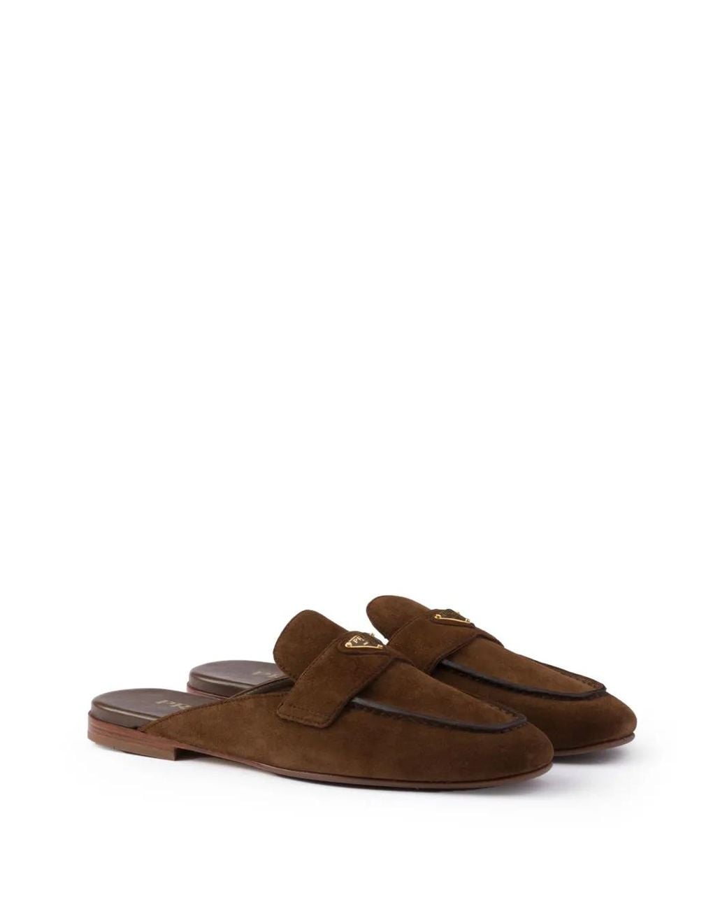 Prada Brown Suede Slippers