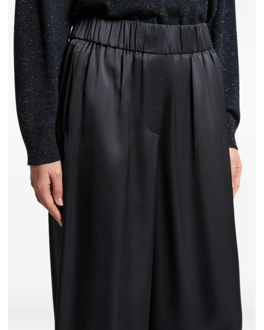 Peserico Black Satin-Finish Trousers