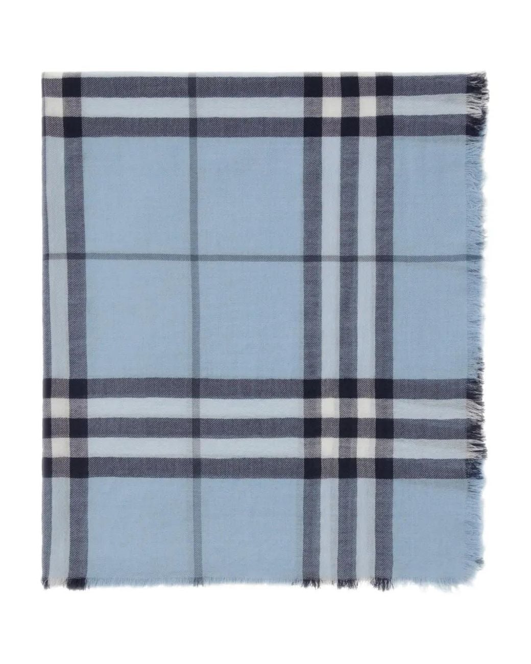 Burberry Blue Wide Check Wool Scarf