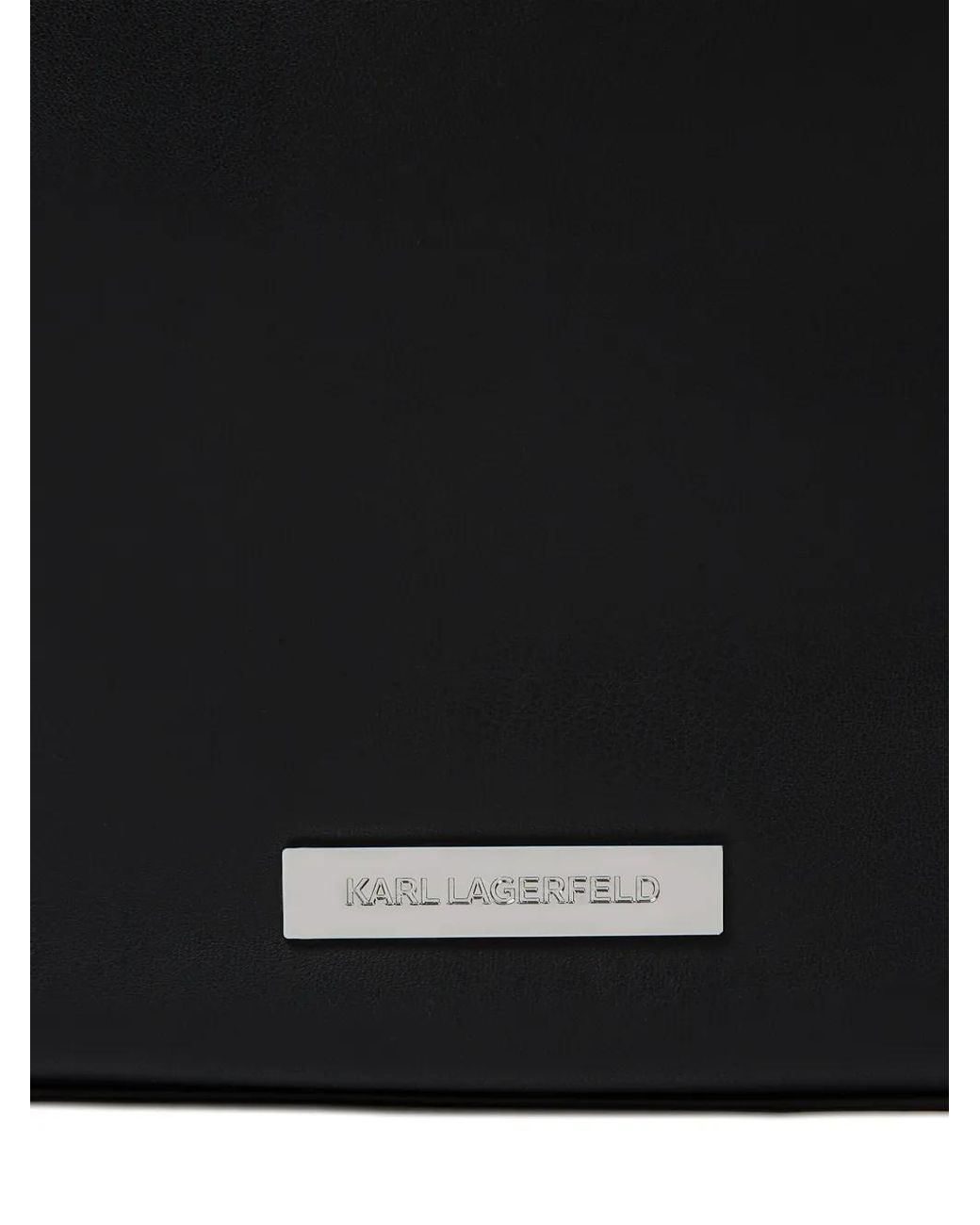 Karl Lagerfeld Black Ikon Logo-Plaque Shoulder Bag