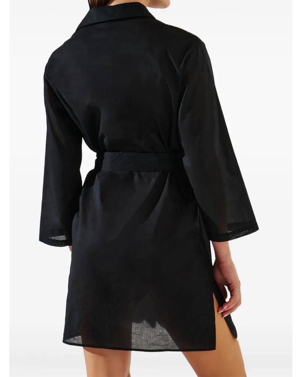 Karl Lagerfeld Black V-Neck Mini Dress With Buttoned Front