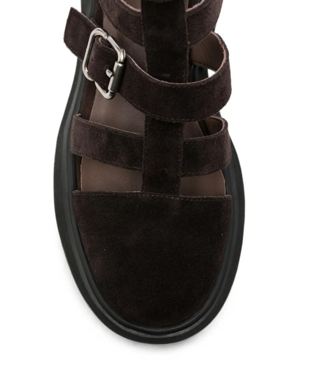 SERGIO MORETTI FIRENZE Black Buckle-Fastening Cage Sandals