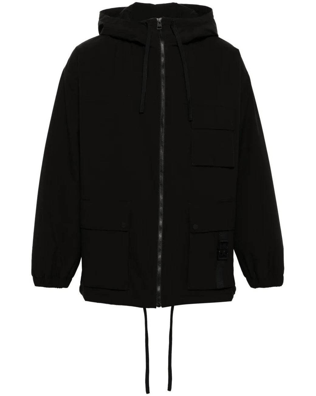 HUGO Black Ripstop Hooded Cargo Jacket for men