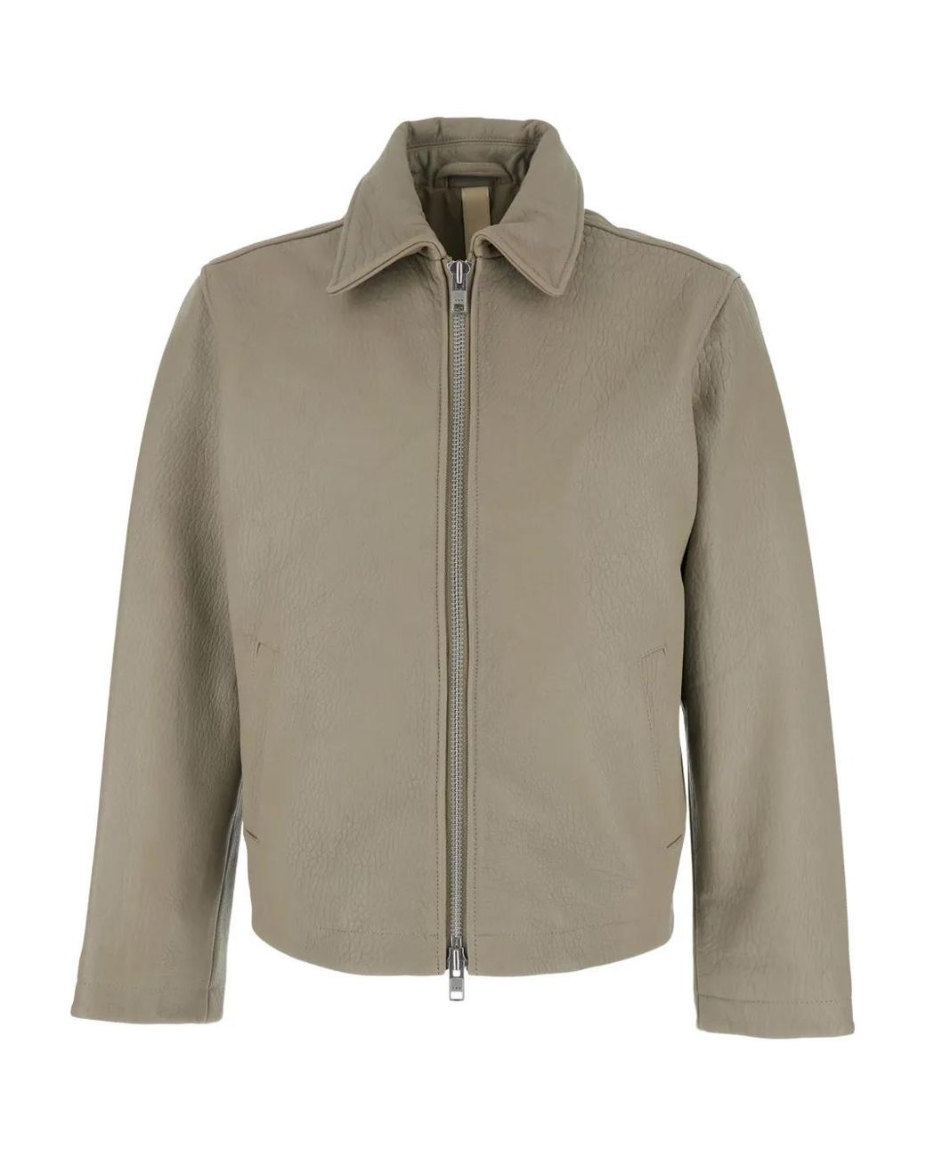 sunflower Natural Zip-Fastening Leather Jacket for men