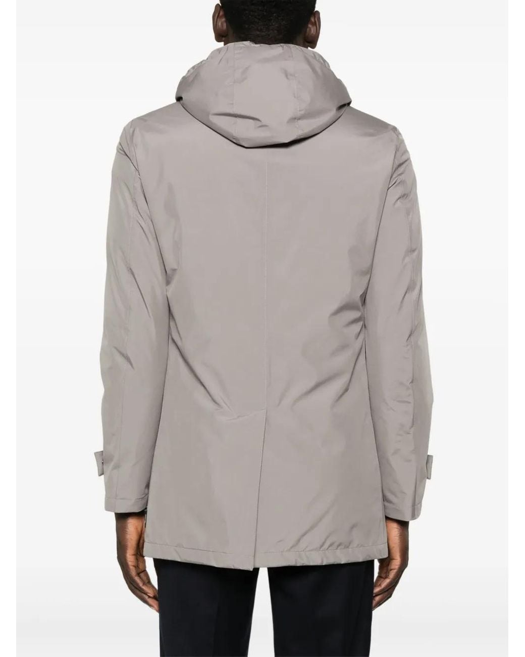 Herno Gray Detachable-Hood Jacket for men
