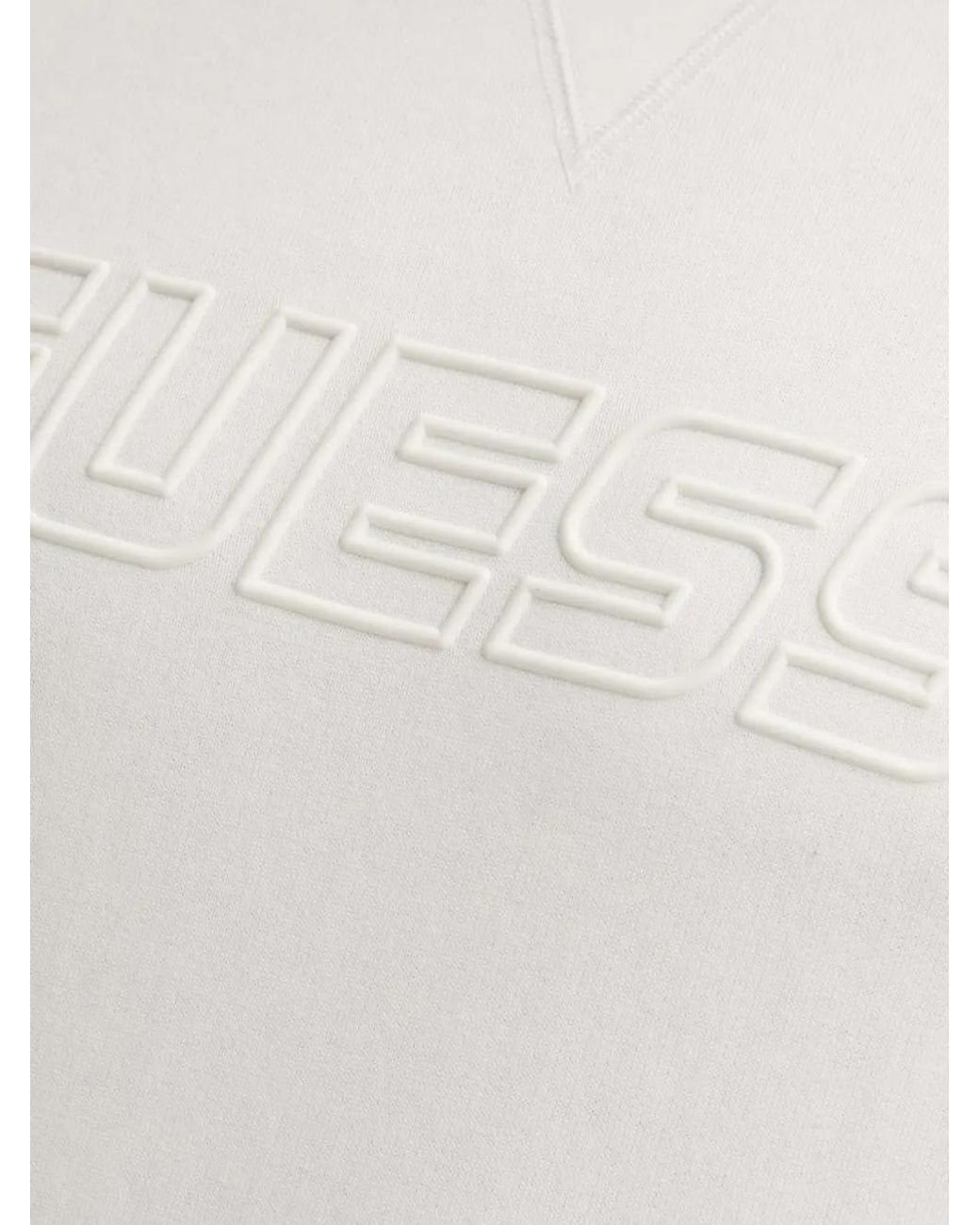 Guess White Logo-Embossed Raglan-Sleeve Sweatshirt for men