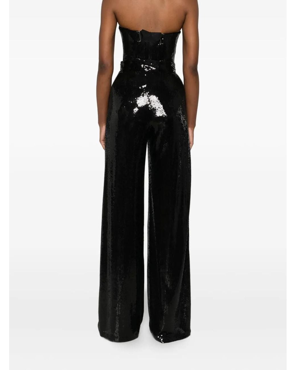Nissa Black Sequin-Embellished Trousers