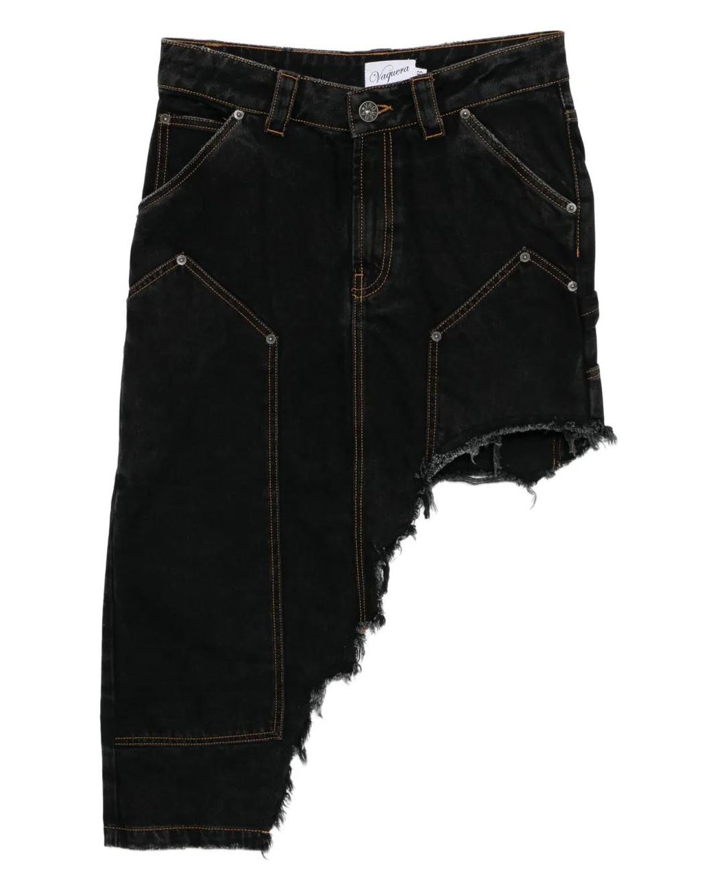 VAQUERA Black Asymmetric Denim Skirt