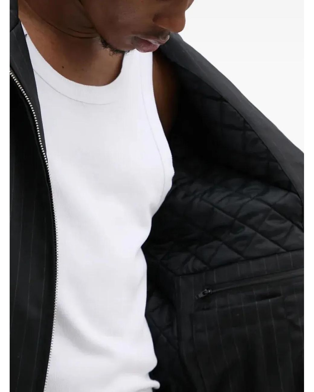 Bluemarble Black Pinstripe Hooded Jacket for men