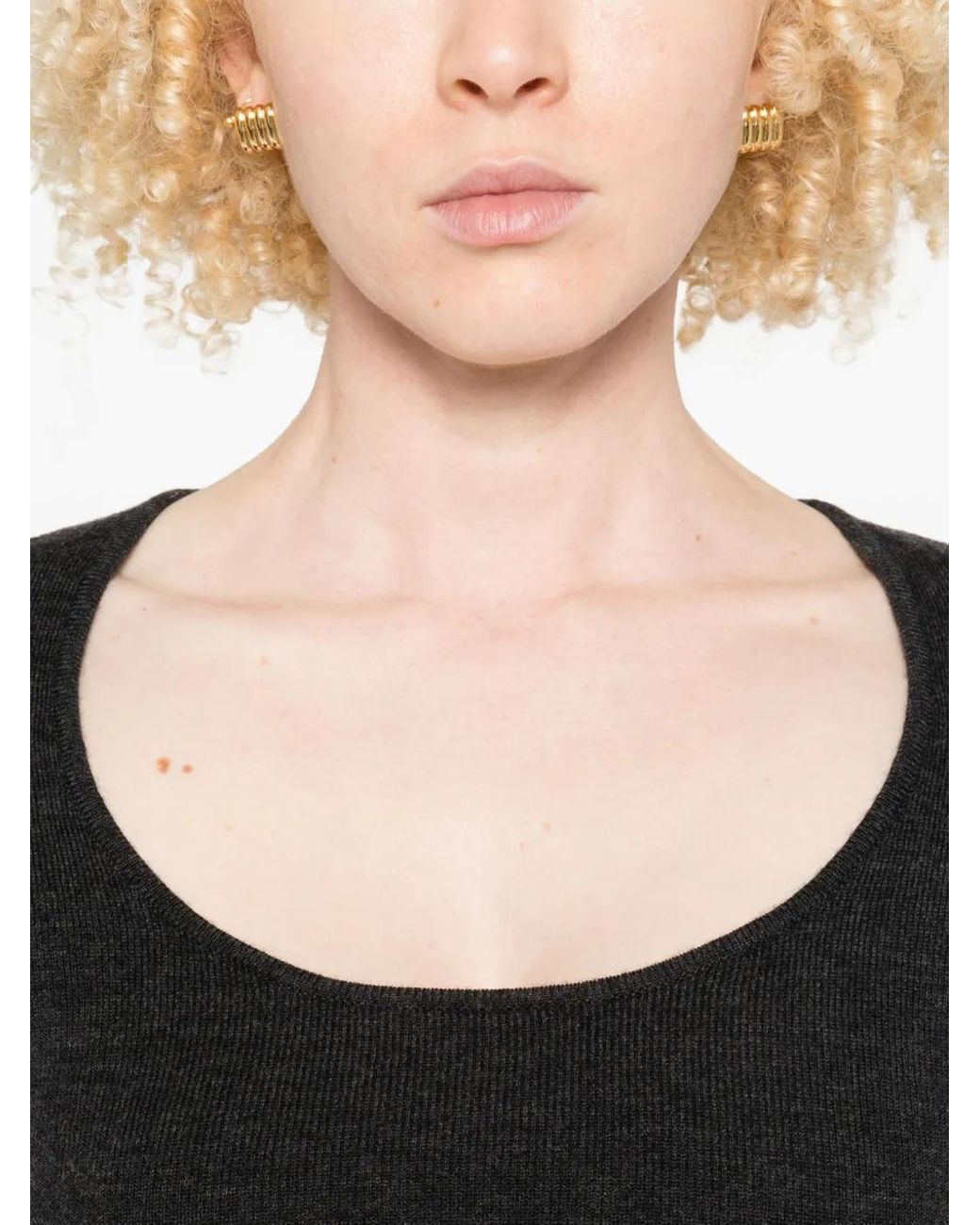 Totême Black Scoop-Neck Long-Sleeve Knit Top