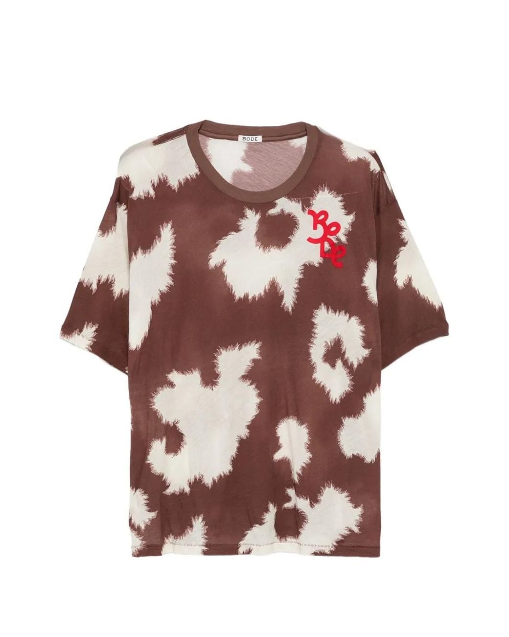Bode Pink Cow-Print Logo-Embroidered T-Shirt for men