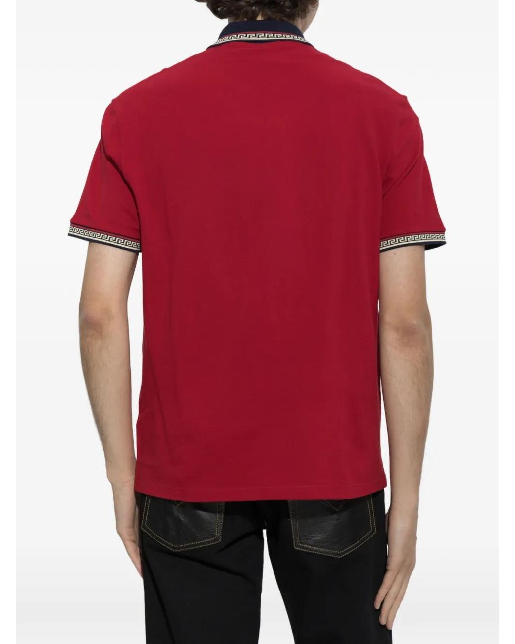 Versace Cotton Piqué Polo Shirt With Embroidered Logo for men