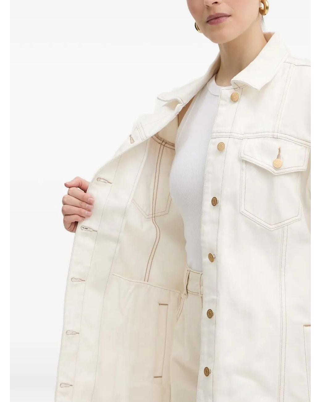 ARMANI EXCHANGE White Belted Denim Jacket