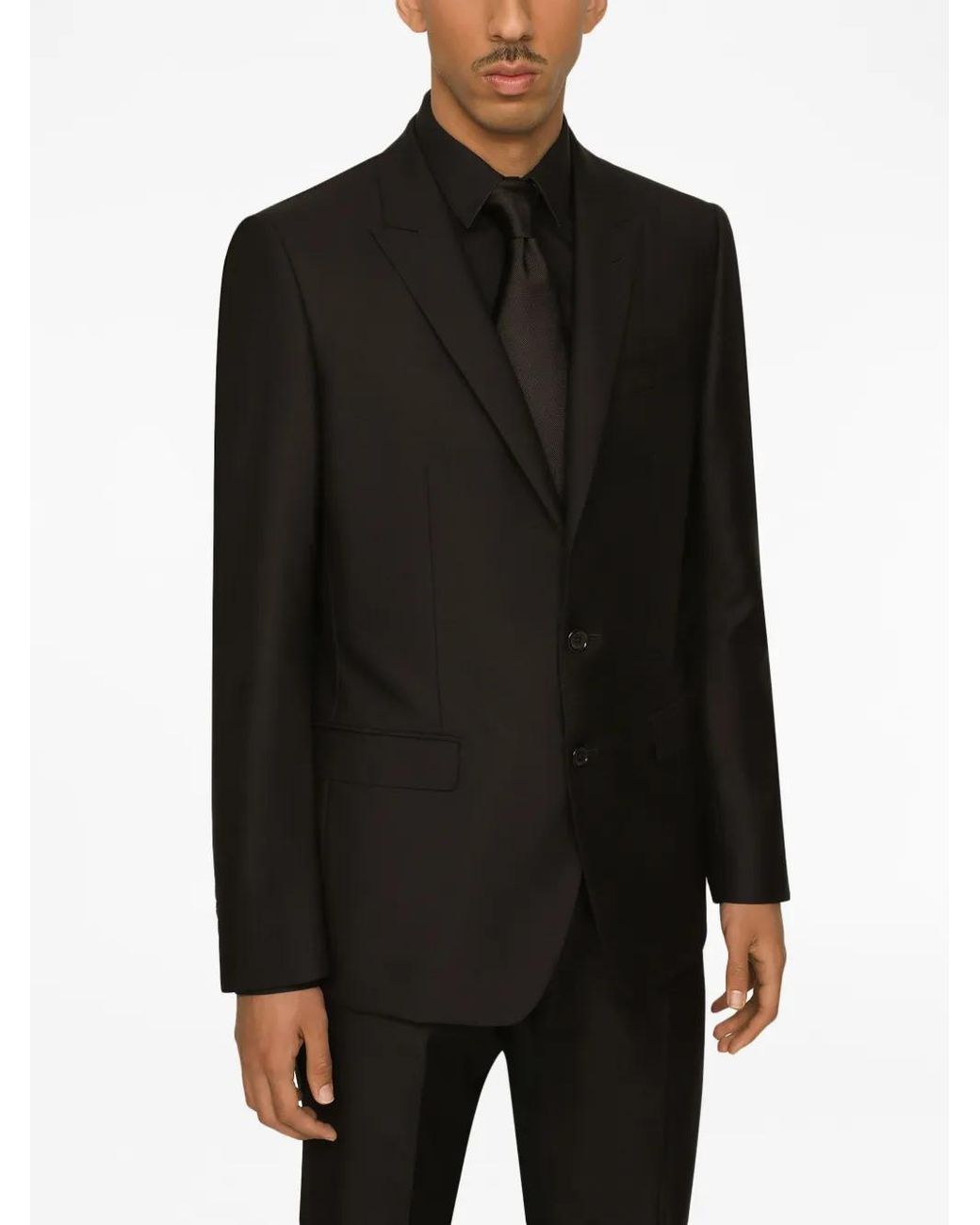 Dolce & Gabbana Black Wool-Silk Single-Breasted Suit for men