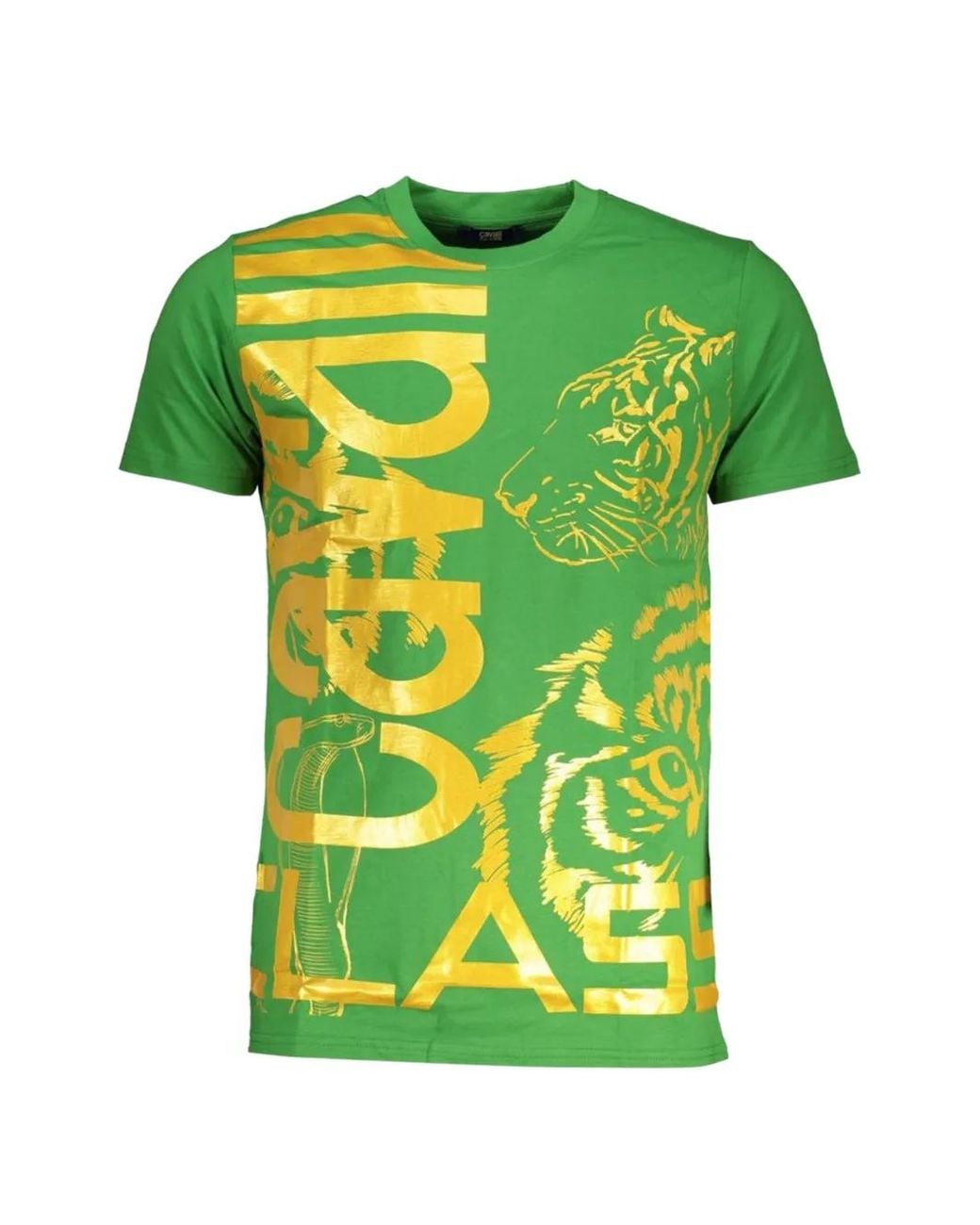Roberto Cavalli Green Tiger-Print T-Shirt for men