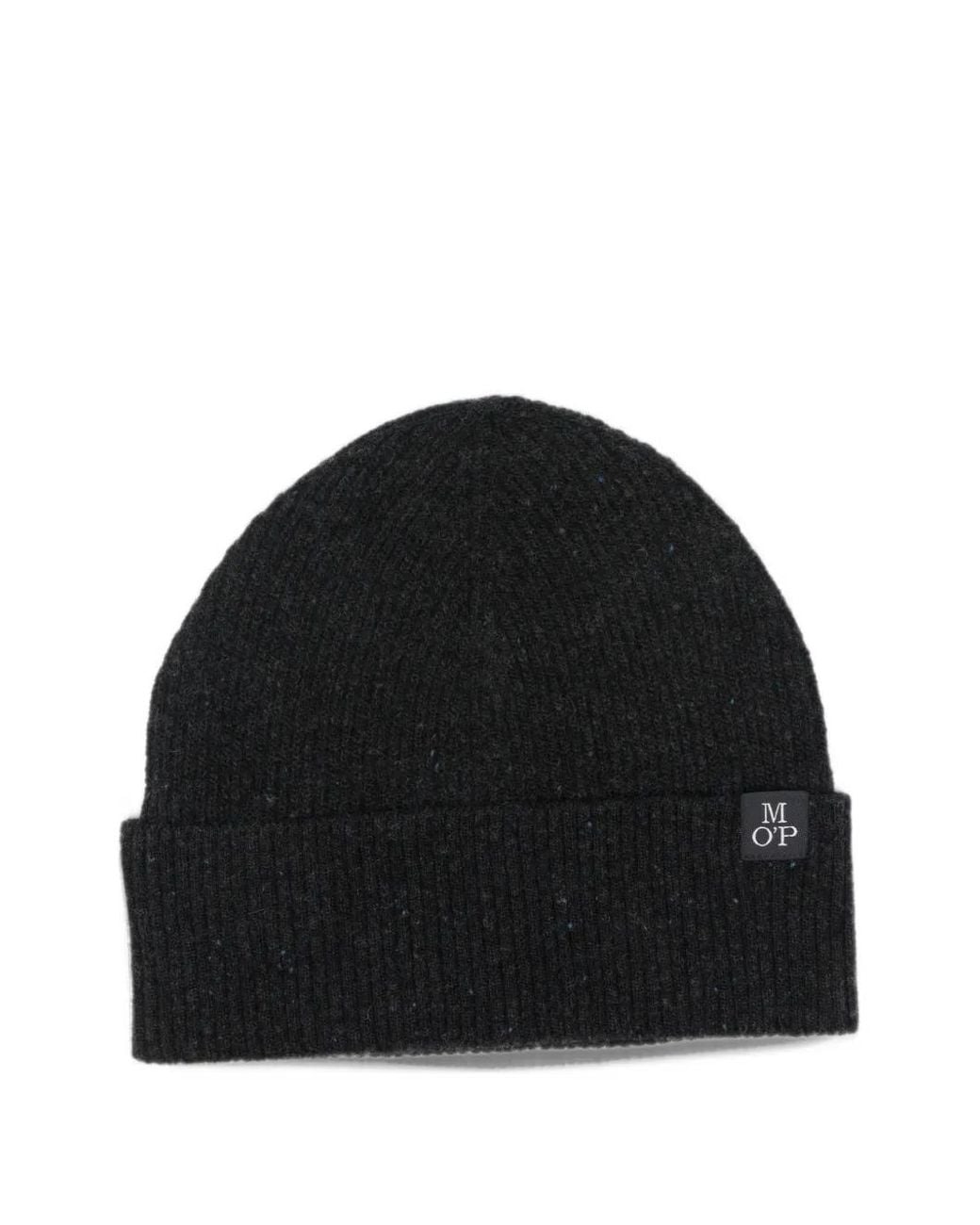 Marc O' Polo Black Ribbed-Knit Beanie Hat for men
