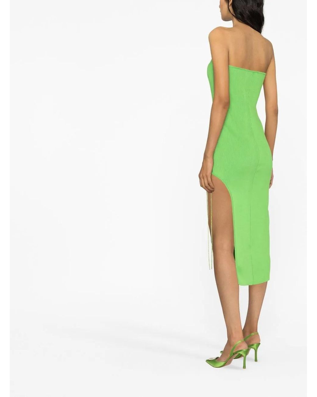 GIUSEPPE DI MORABITO Green Lace-Up Midi Dress
