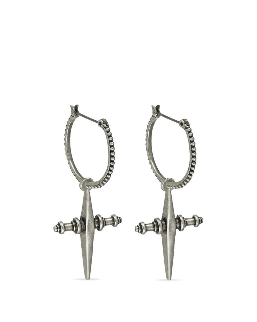Luv Aj White Cross-Hoops Earrings