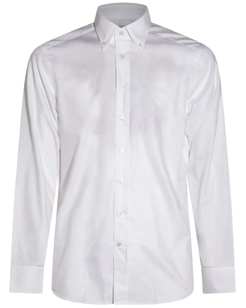 Etro White Button-Down Shirt With Logo for men