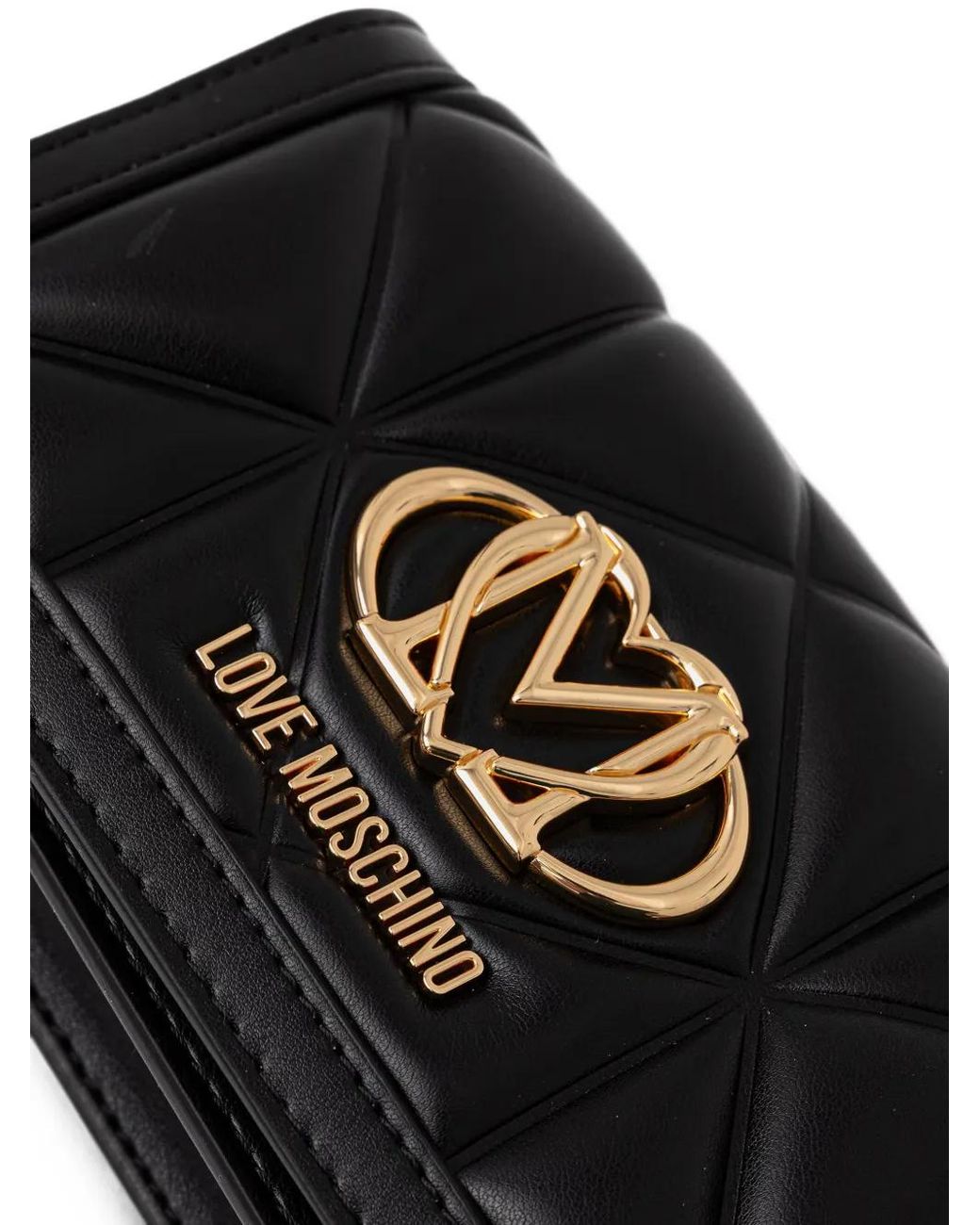 Love Moschino Black Quilted Logo-Plaque Cross Body Bag