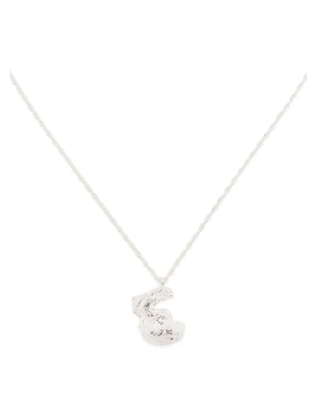 Loveness Lee White E Alphabet Pendant Necklace