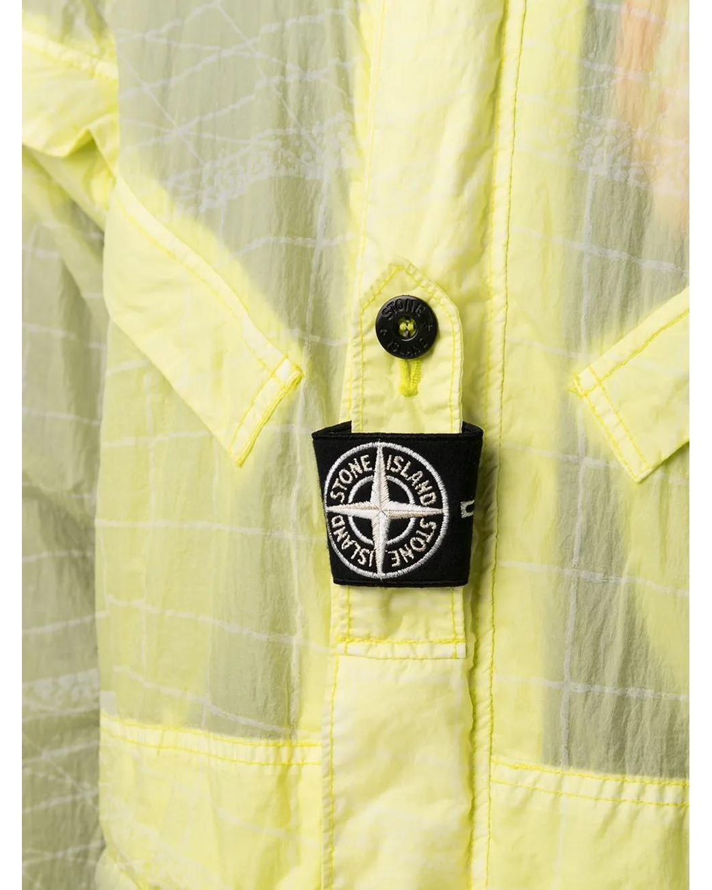 Stone Island Green Reflective Grid Parka Coat for men