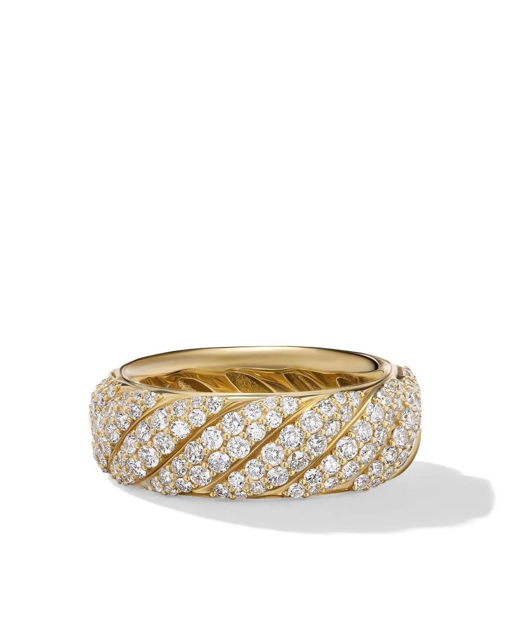 David Yurman Metallic 18Kt Sculpted Cable Diamond Band Ring (7.5Mm)