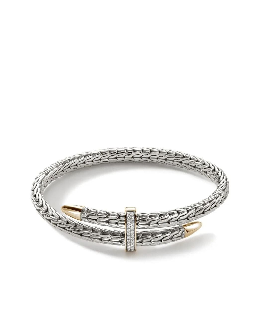 John Hardy White Sterling- And 14K- Spear Flex Diamond Bracelet