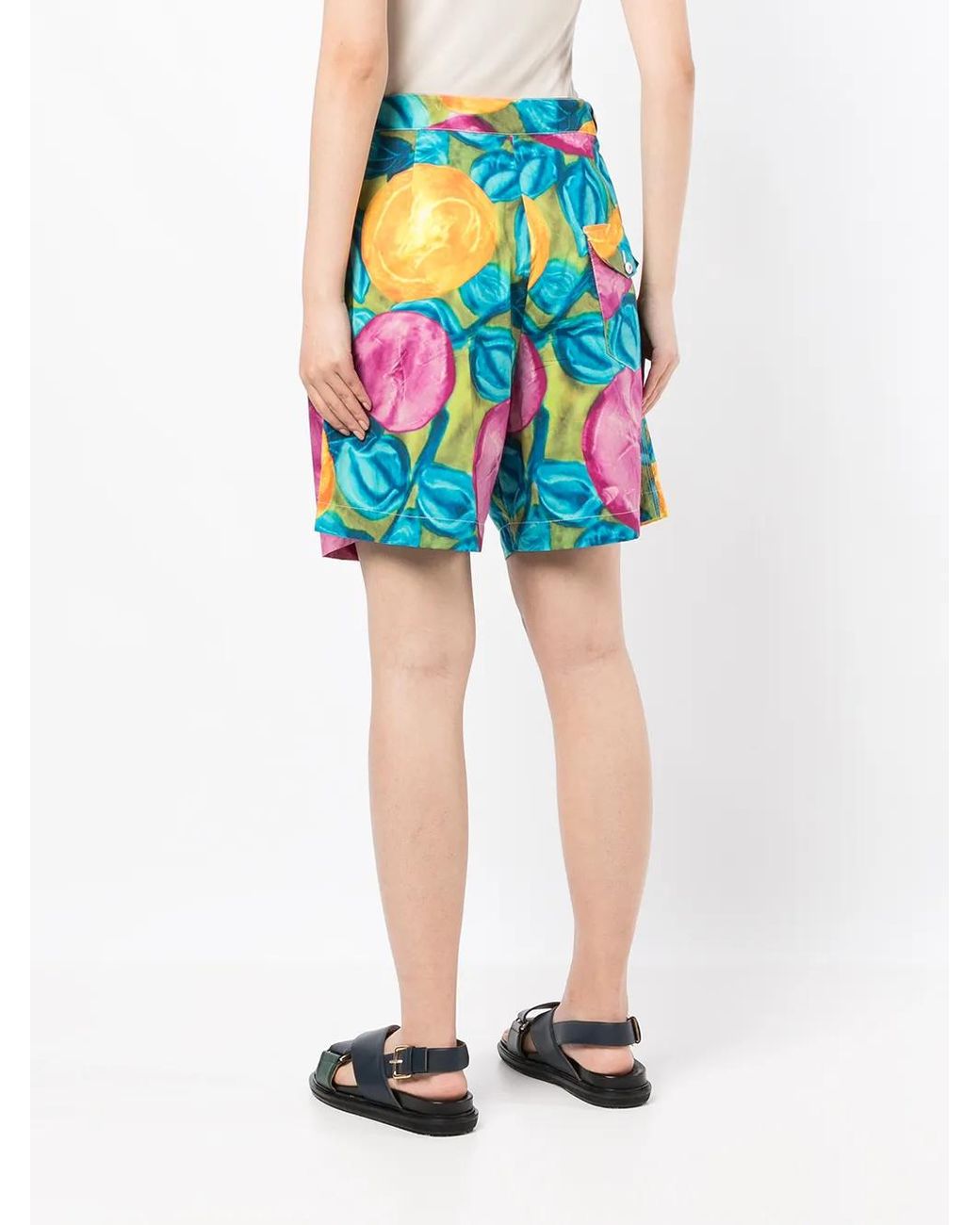 Marni Multicolor Floral-Print Belted-Waist Shorts